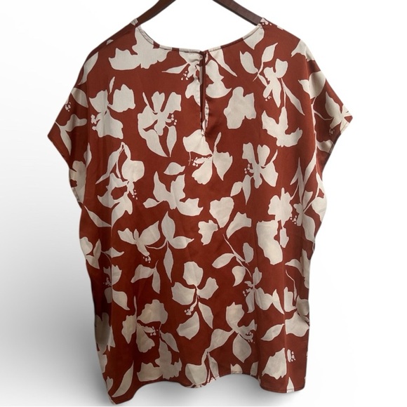 Halogen Rust and Cream Floral Blouse